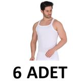 Berrak 1044 (L-54) Erkek Beyaz 6 ADET İnce Askılı Fitilli Kaşkorse Atlet