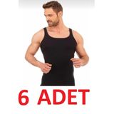 Berrak 1044 (M-51) Erkek Siyah 6 ADET İnce Askılı Fitilli Kaşkorse Atlet