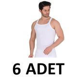 Berrak 1044 (S-48) Erkek Beyaz 6 ADET İnce Askılı Fitilli Kaşkorse Atlet