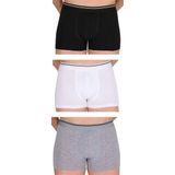 Berrak 1097 Erkek Likralı Boxer 3lü Paket -Beyaz,Siyah,Gri L