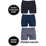 Berrak 4434 3'lü Erkek Micro Modal Boxer - XL - Çok Renkli