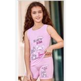Berrak 5569 Kız Çocuk Baskılı Atlet Boxer Takım - 3 - 4 Yaş - Pembe