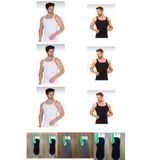Berrak Erkek Beyaz-Siyah İnce Askılı Kaşkorse Atlet, 6'lı Set, XL Beden