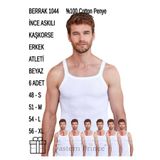 Berrak Erkek İnce Askılı Fitilli Slim Fit Kaşkorse Atlet, Beyaz, 6 Adet