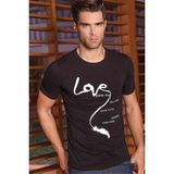 Berrak Erkek Love Baskılı T Shirt 1037 - Siyah - XL
