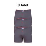 Berrak Erkek Penye Pamuklu Düğmeli Boxer, Füme, 5XL, 3'lü Set