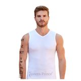 Berrak Erkek Ribana Kolsuz V Yaka Atlet Body,%100 Cotton Pamuk, Beyaz, 6 Adet