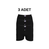 Berrak Erkek Siyah Penye Pamuklu Düğmeli Boxer, 3'lü Set, S Beden