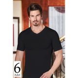Berrak Erkek Siyah V Yaka Kısa Kol Likralı Atlet, 6'lı Set, XL Beden