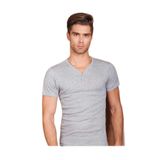 Berrak Erkek Yarım Kol V Yaka Kaşkorse Atlet T-shirt, Gri, S Beden