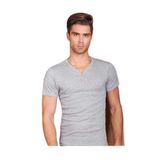 Berrak Erkek Yarım Kol V Yaka Kaşkorse Atlet T-shirt, Gri, S Beden