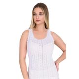Berrak Geniş Askılı Desenli Kadın Atlet, 4'lü Paket, Pamuklu, Beyaz, XL Beden