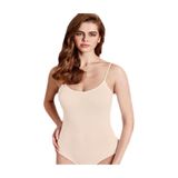 Berrak Kadın Bej İp Askılı Likralı Alttan Çıtçıtlı Badi, XL Beden, 3'lü Set