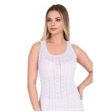 Berrak Kadın Beyaz Kalp Desenli Geniş Askılı Atlet, 2'li Set, XL Beden