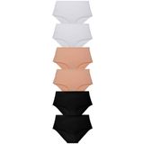 Berrak Kadın Bikini Külotu, Ribana Biyeli,%25 Pamuk%75 Elastan, 6'lı Paket, Siyah Beyaz Ten, S/M