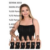 Berrak Kadın Ince Askılı Atlet 8050,%100 Pamuk, Siyah, 2XL, 6 Adet Set