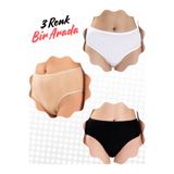 Berrak Kadın Yüksek Bel Bikini Külotu, 3'lü Set, Çok Renkli, M Beden