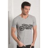 Berrak Motosiklet Baskılı Erkek T-Shirt 1049 Gri S