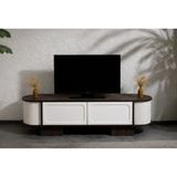 Berrasse Mobilya Arya Isli Meşe Modern Tv Ünitesi 180 cm 2 Kapaklı Ahşap Tv Sehpası - Koyu Ceviz