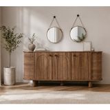 Berrasse Mobilya Bohem Koyu Ceviz Konsol Modern Çizgili Kapaklı Ahşap Salon Konsolu 180 cm - 180*40*80