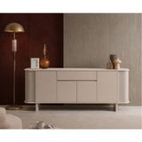 Berrasse Mobilya Elisa Mdf Konsol Modern Ahşap Salon Konsolu Çizgili Yan Panelli Minimalist Tasarım 180 cm - 180*40*80 - Ekru