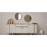 Berrasse Mobilya Elisa Toprak Konsol Modern Ahşap Salon Konsolu Açık Meşe Detaylı Çizgili Yan Panelli 180 cm - 180*40*75 - Ekru