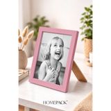 BERRAVIA 10x15 cm Açık Pembe Ahşap Çerçeveli Masaüstü Resim Çerçevesi, Fotoğraf Çerçevesi, AÇIKPEMBE
