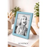 BERRAVIA 15x21 cm Açık Mavi Ahşap Çerçeveli Masaüstü Resim Çerçevesi, Fotoğraf Çerçevesi, AÇIKMAVİ
