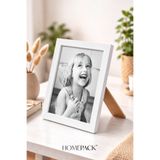 BERRAVIA 15x21 cm Beyaz Ahşap Çerçeveli Masaüstü Resim Çerçevesi, Fotoğraf Çerçevesi, BEYAZ