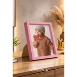 BERRAVIA 15x21 cm Kalın Açık Pembe Ahşap Çerçeveli Masaüstü Resim Çerçevesi, Fotoğraf Çerçevesi, AÇIKPEMBE