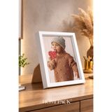 BERRAVIA 15x21 cm Kalın Beyaz Ahşap Çerçeveli Masaüstü Resim Çerçevesi, Fotoğraf Çerçevesi, BEYAZ