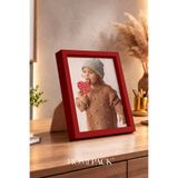 BERRAVIA 15x21 cm Kalın Kırmızı Ahşap Çerçeveli Masaüstü Resim Çerçevesi, Fotoğraf Çerçevesi, KIRMIZI