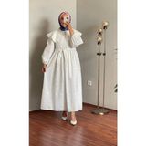 Berrin Brodeli Fisto Elbise - Beyaz - 44