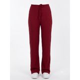 BERRUPAZ Kadın Bordo Standart Boy Casual Beli Lastikli booble kumaş Düz Paça Pantolon