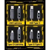 Berry Store 4 In 1 LED Ekranlı 65W-27W Pd USB Ios Type C Super Turbo Fast Aaa+ Kalite Şarj ve Data Kablosu - 00-Siyah - Beyaz
