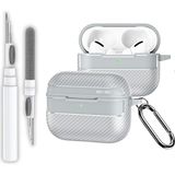 Berry Store Airpods Pro 3. Nesil Uyumlu Karbon Fiber Hybrid Polymer Technology Premium Kulaklık Kılıfı ve 3'ü 1 Arada Bluetooth Kulaklık Temizleme Kalemi Seti (Gri)