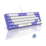 Berry Store AK680 65% Kablolu Hotswap Mekanik Oyun Klavyesi,68 Tuşlu Taşınabilir Anti-Ghosting Klavye,gökkuşağı Arkadan Aydınlatmalı Programlanabilir,ergonomik,kahverengi Mor Beyaz, Anahtar-Mavi
