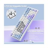 Berry Store Aula F99 3 Modlu Rgb Hot Swap Mekanik Linear Graywood V3 Switch Kablosuz Makrolu Klavye Lila