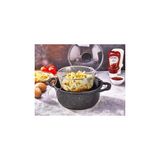 Bersa Chef Fiesta Granit Gri Fritöz Tenceresi Kapaklı Kızartma Tenceresi 22CM