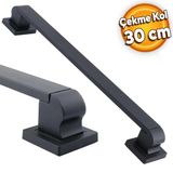 Bersel Sürgülü Kapı Çekme Kolu Tutma Kulpu Kulbu Çelik Dış Kapı Tutamağı Kol Siyah 30 Cm