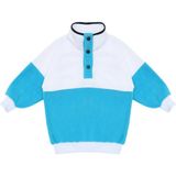 Berselüx Mazi Mavi, Beyaz Balıkçı Yaka Çıtçıtlı Kız-Erkek Çocuk Unisex Polar Sweatshirt 1-8 Yaş - 3 - 4 Yaş - Mavi - Beyaz