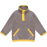 Berselüx Unisex Çocuk Polar Sweatshirt Gri, Sarı, Yarım Balıkçı Yaka, Kanguru Cepli Çıtçıtlı 1- 8 Yaş - 3 - 4 Yaş - Gri Melanj