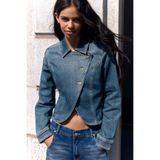 Bershka Asimetrik fitted denim ceket