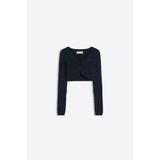 Bershka Örgü detaylı crop ceket
