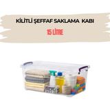 Bert 15 Litre Yatay Şeffaf Kilitli Saklama Kabı – Geniş Hacimli Dayanıklı Plastik Depolama Kutusu - 15 lt