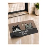 BERT Patilerinizi Siliniz Kedi Desenli Kapı Önü Paspası 70x45 cm Kaymaz Taban Dijital Baskılı