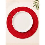 Bert Tekli Kırmızı Jüt Supla 32 cm - Dekoratif Örgü Amerikan Servis - 32 x 32 cm