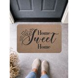 Bert Zarif Tasarımlı Home Sweet Home Dış Kapı Paspası Pvc Kaymaz Taban 70X45 - Bej
