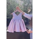 Bertuğ Bebek Askılı Kalp Yaka Lila Kız Çocuk Bebek Saten Abiye Elbise - 0 - 3 Ay
