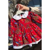 Bertuğ Bebek Bebe Yaka Poplin Kız Çocuk Bebek Pazen Poplin Renkli Elbise - Pembe - 6 - 9 Ay